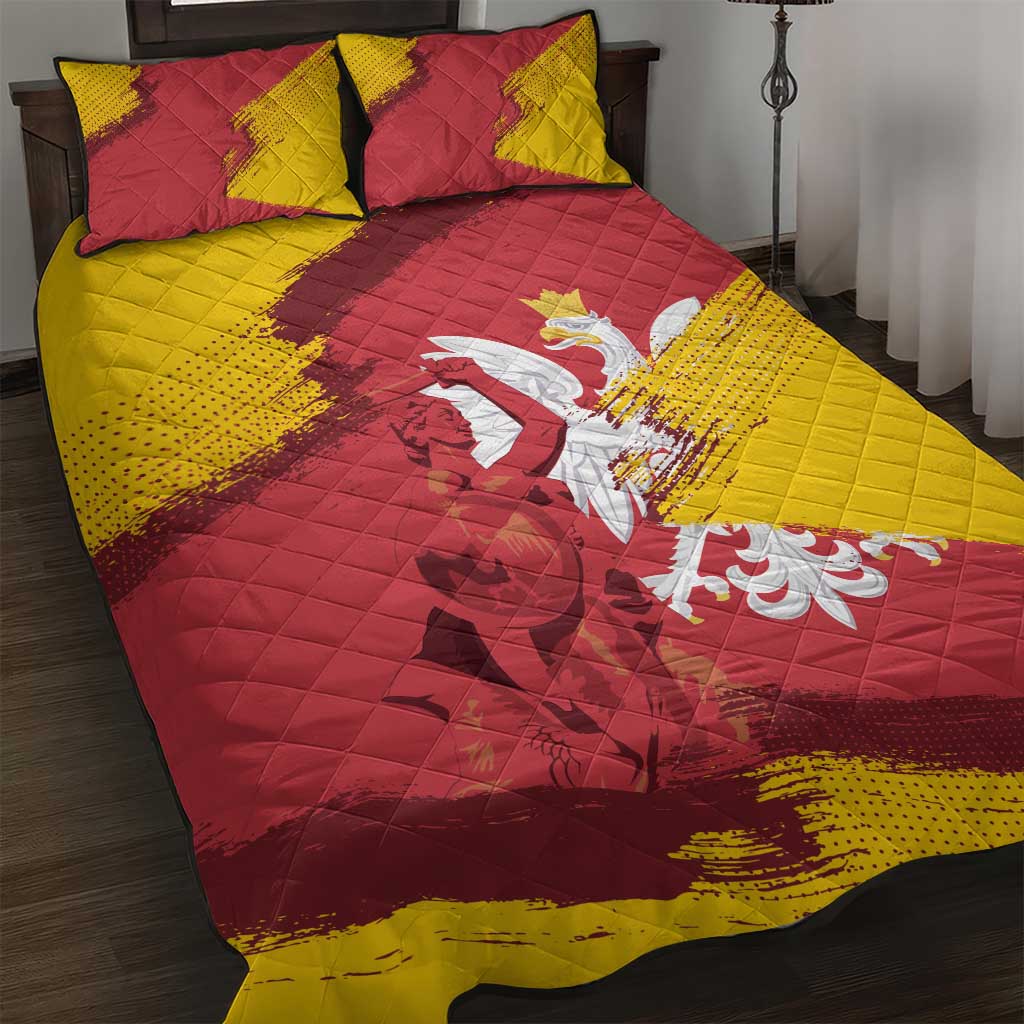 Mermaid of Warsaw Poland Quilt Bed Set Polish Capital City Grunge Style