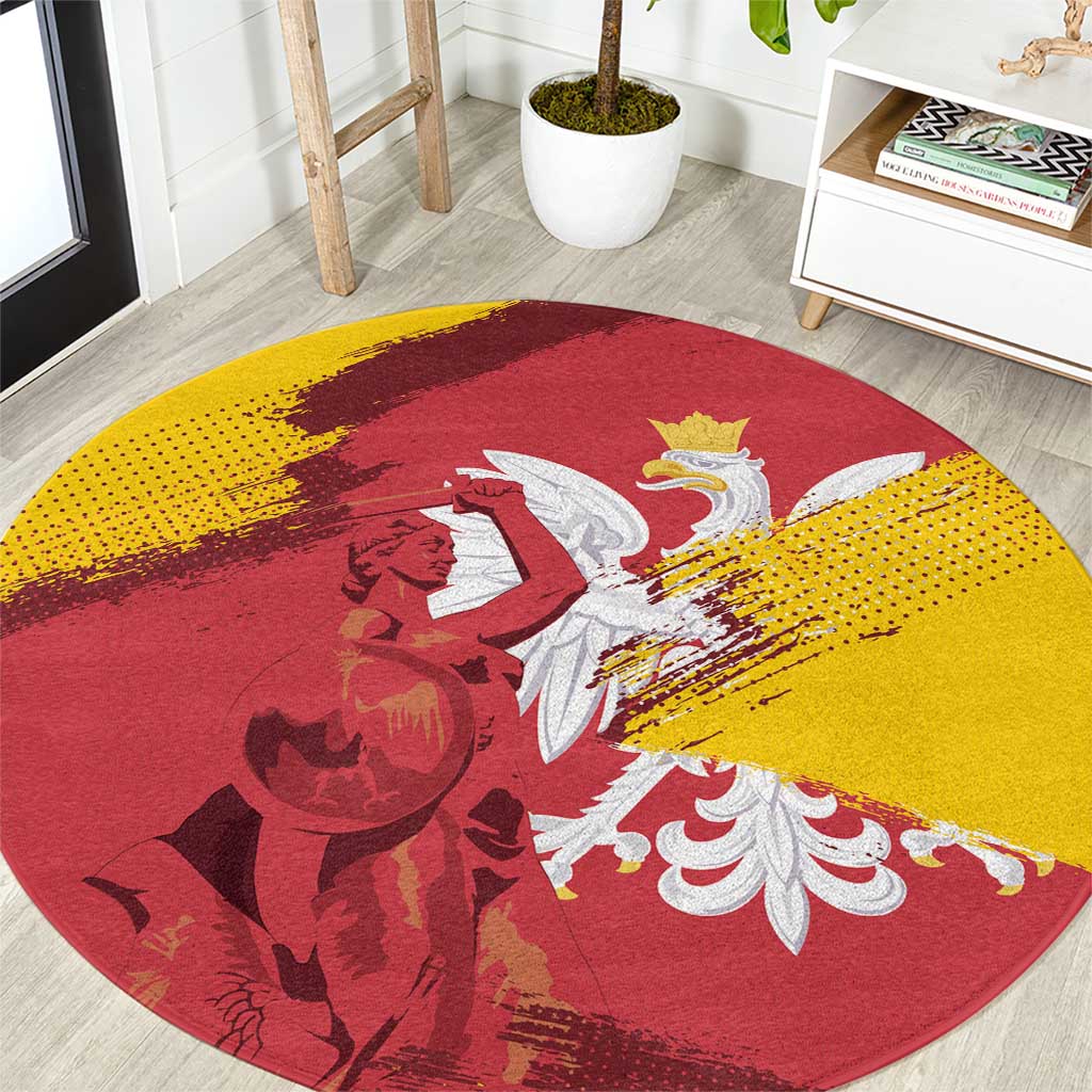 Mermaid of Warsaw Poland Round Carpet Polish Capital City Grunge Style
