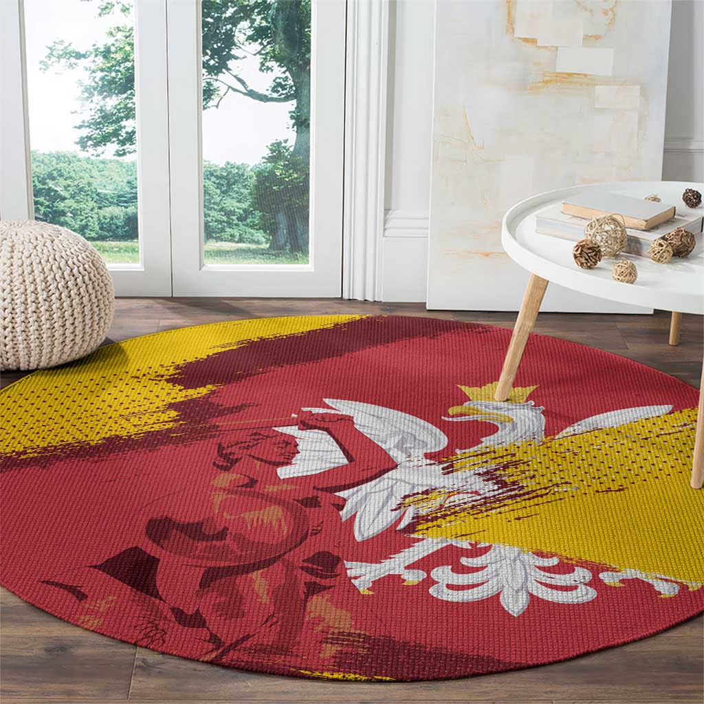 Mermaid of Warsaw Poland Round Carpet Polish Capital City Grunge Style