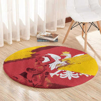 Mermaid of Warsaw Poland Round Carpet Polish Capital City Grunge Style