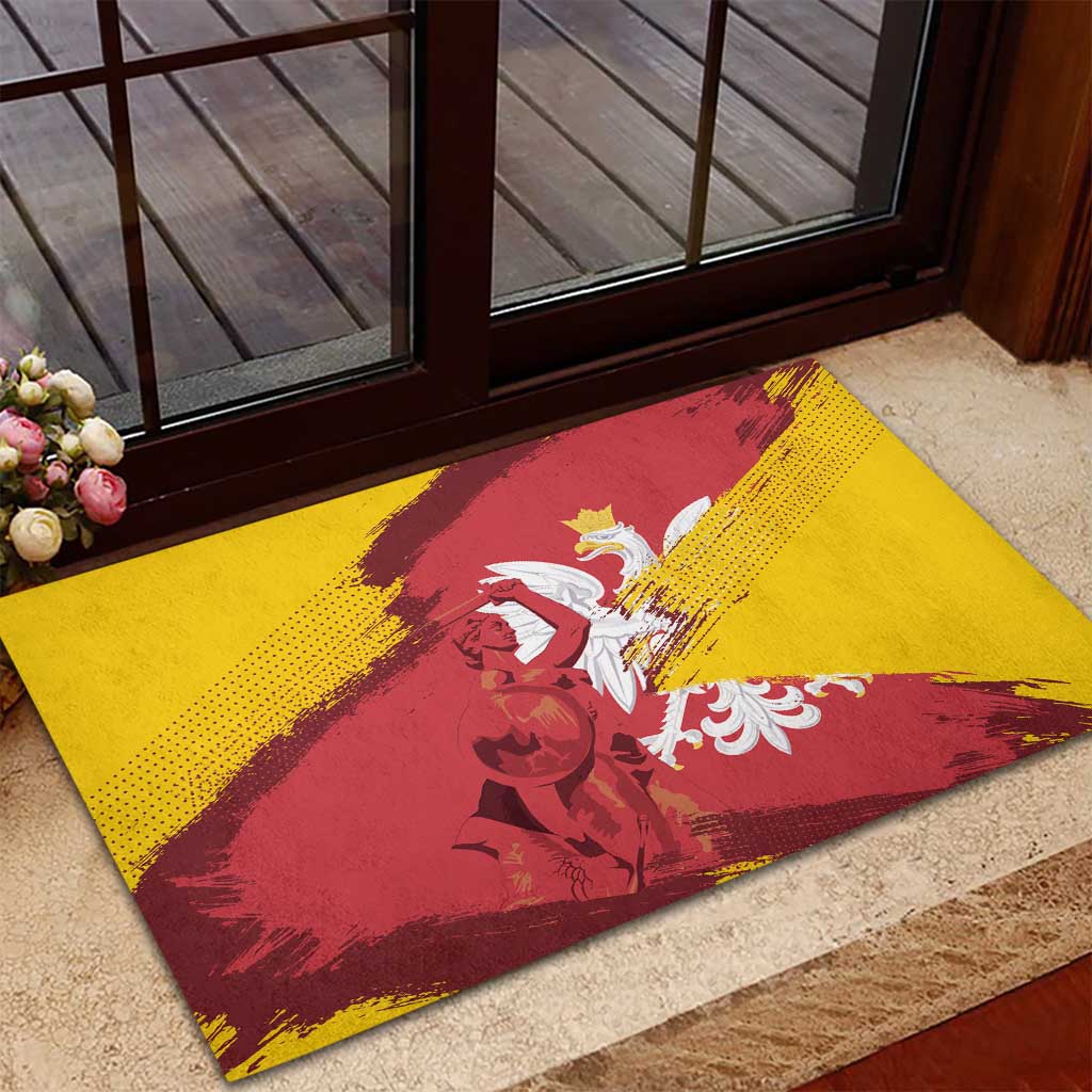 Mermaid of Warsaw Poland Rubber Doormat Polish Capital City Grunge Style