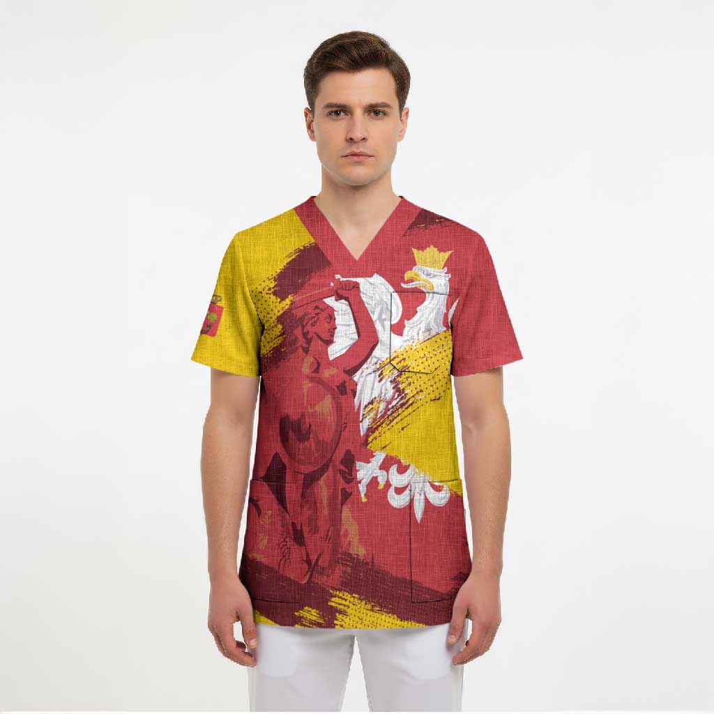 Mermaid of Warsaw Poland Scrub Top Polish Capital City Grunge Style