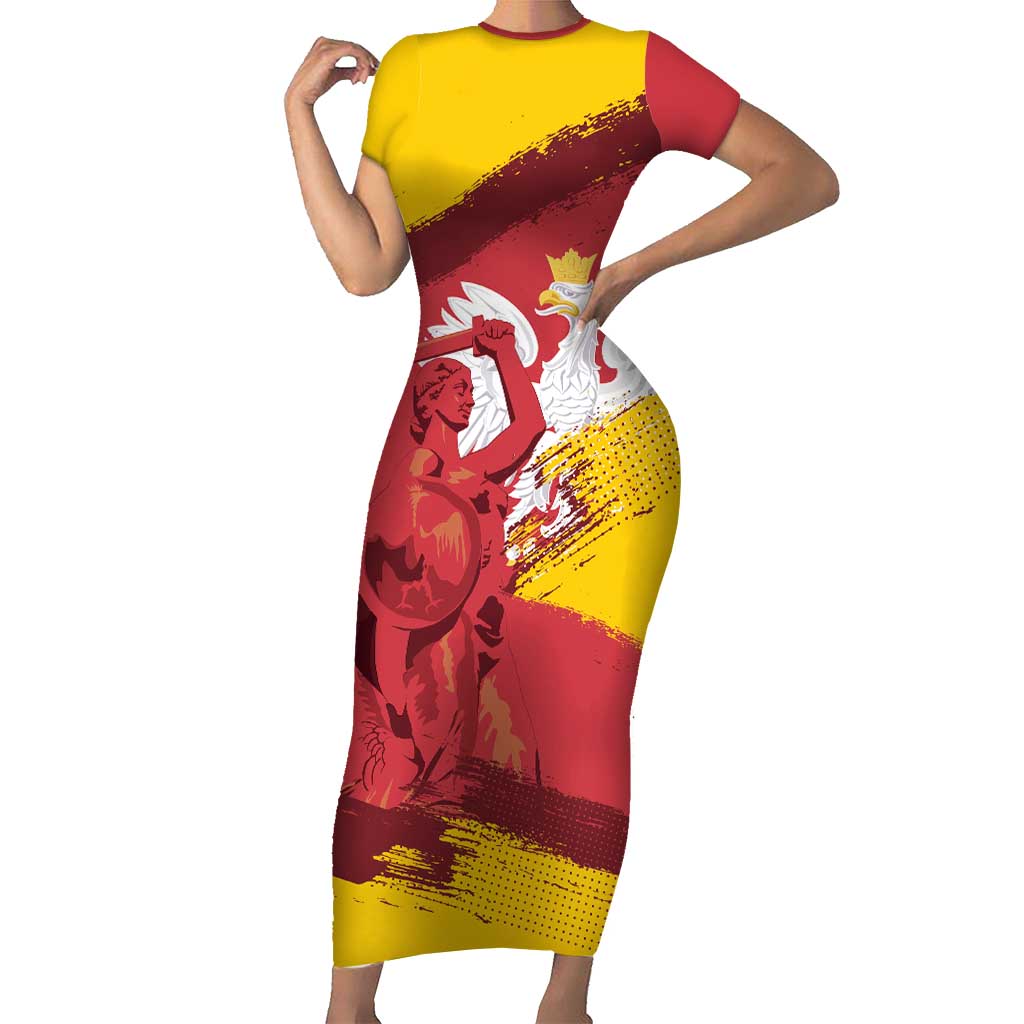 Mermaid of Warsaw Poland Short Sleeve Bodycon Dress Polish Capital City Grunge Style