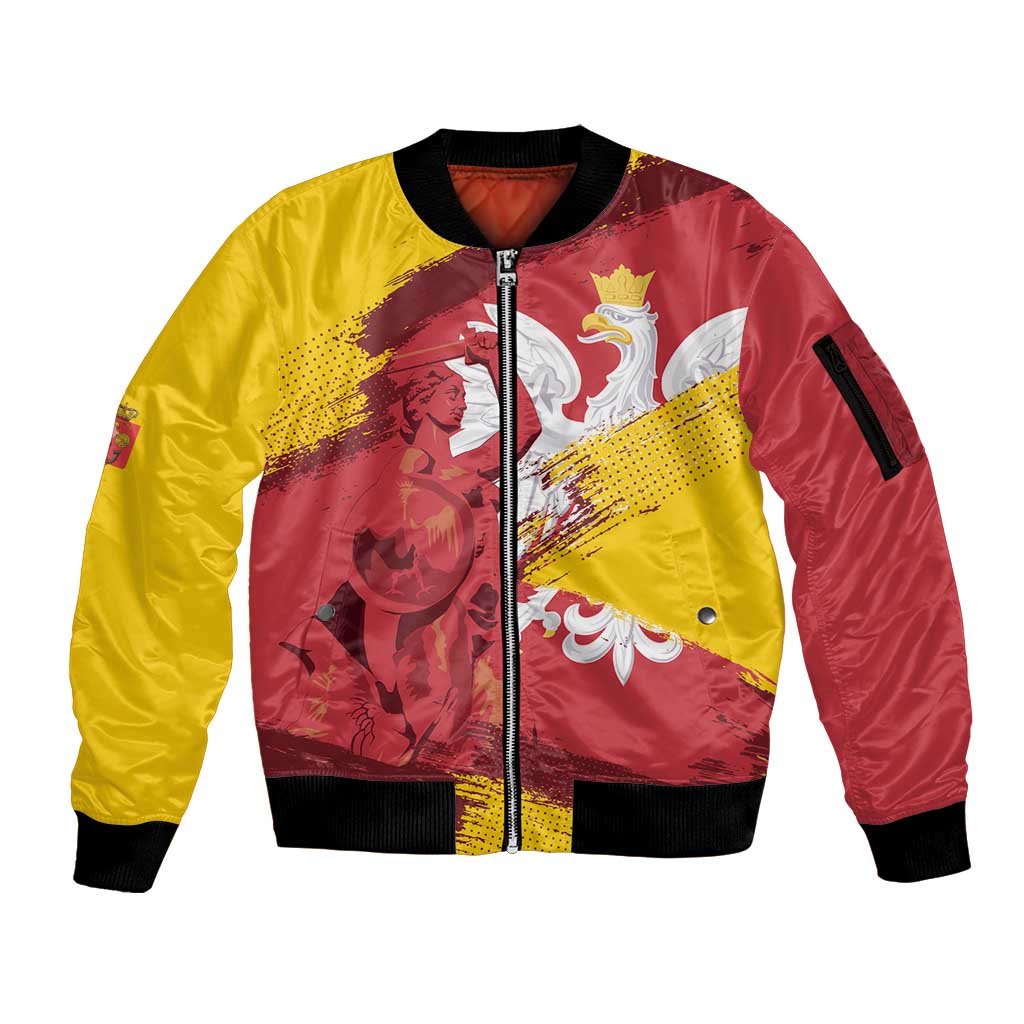 Mermaid of Warsaw Poland Sleeve Zip Bomber Jacket Polish Capital City Grunge Style