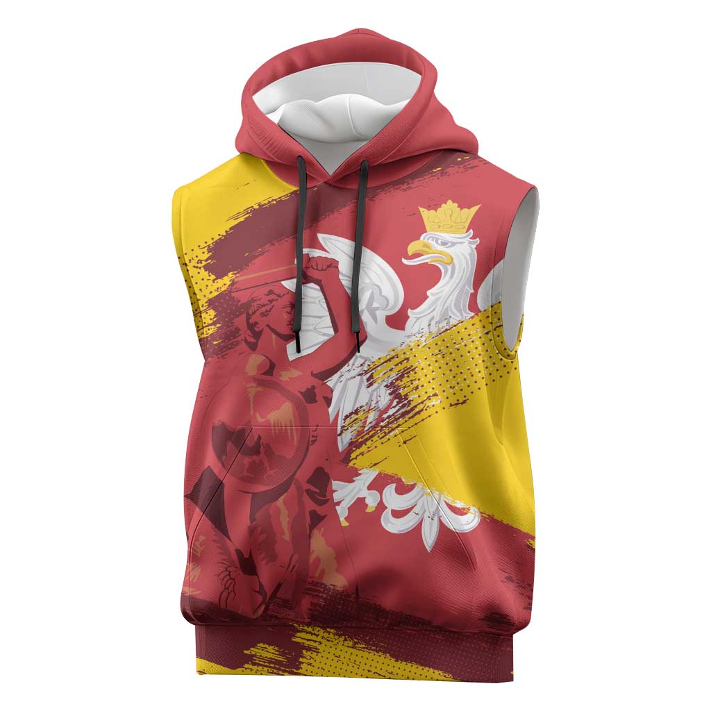 Mermaid of Warsaw Poland Sleeveless Hoodie Polish Capital City Grunge Style