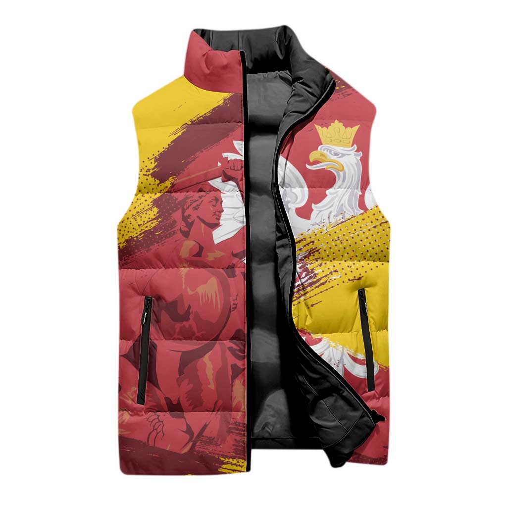 Mermaid of Warsaw Poland Sleeveless Puffer Jacket Polish Capital City Grunge Style