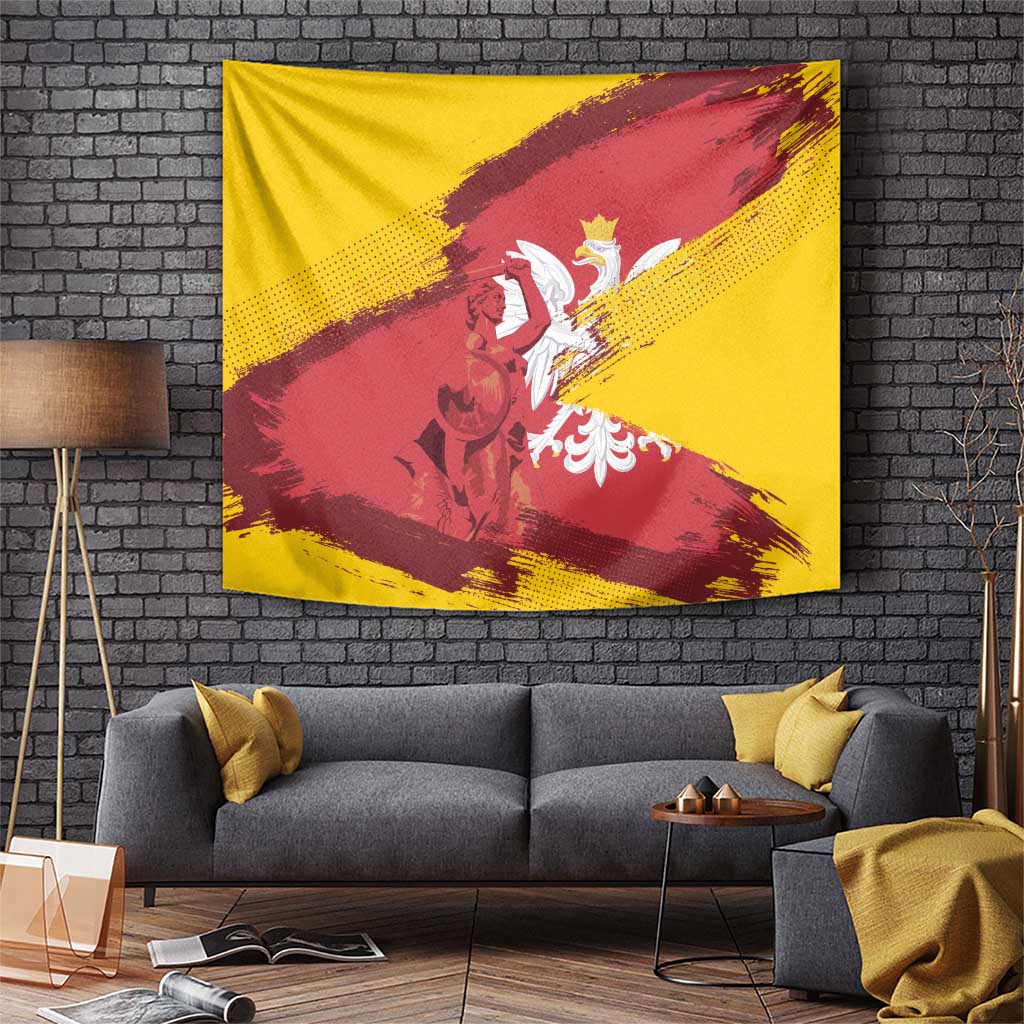 Mermaid of Warsaw Poland Tapestry Polish Capital City Grunge Style