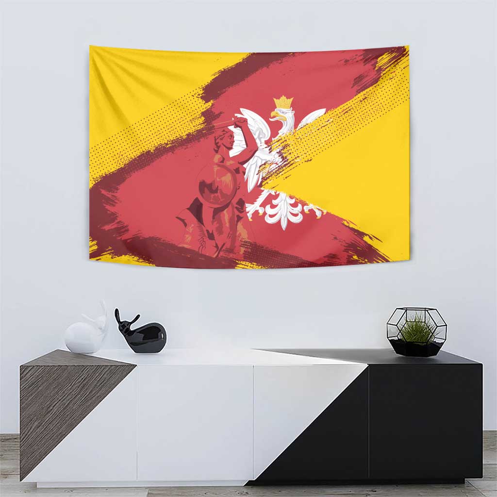 Mermaid of Warsaw Poland Tapestry Polish Capital City Grunge Style