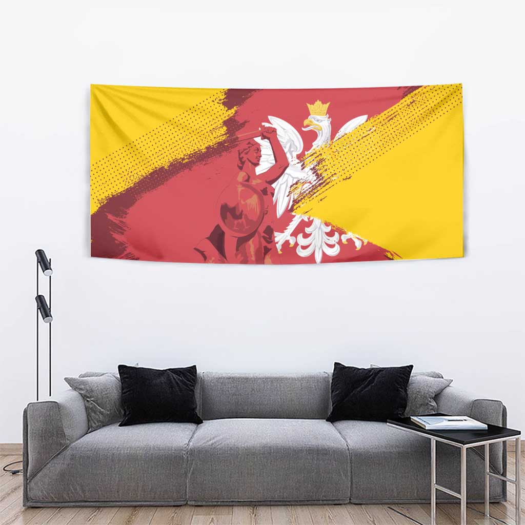 Mermaid of Warsaw Poland Tapestry Polish Capital City Grunge Style