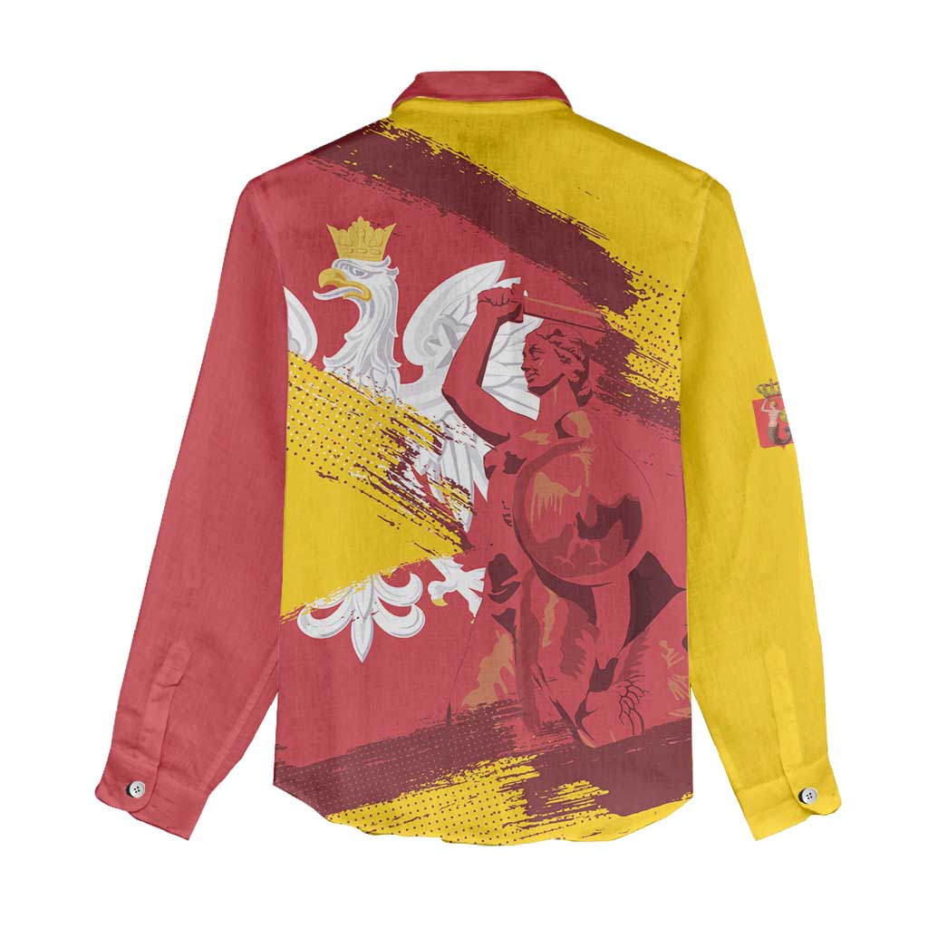 Mermaid of Warsaw Poland Women Casual Shirt Polish Capital City Grunge Style