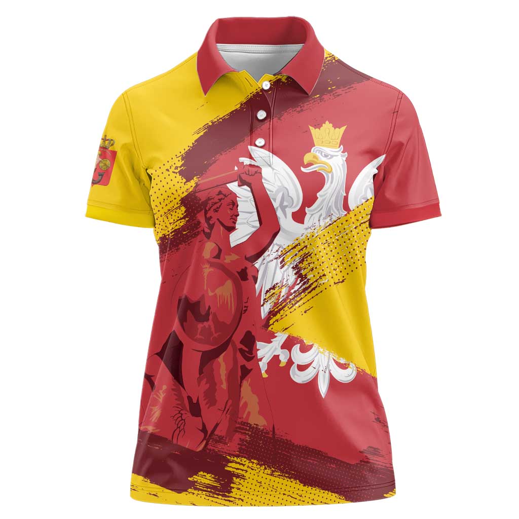 Mermaid of Warsaw Poland Women Polo Shirt Polish Capital City Grunge Style