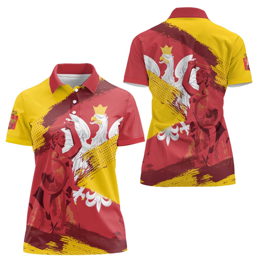 Mermaid of Warsaw Poland Women Polo Shirt Polish Capital City Grunge Style