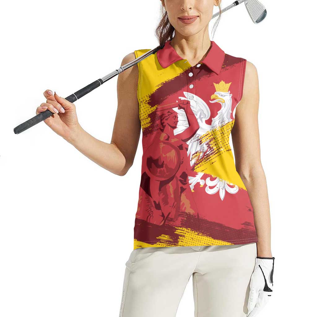 Mermaid of Warsaw Poland Women Sleeveless Polo Shirt Polish Capital City Grunge Style