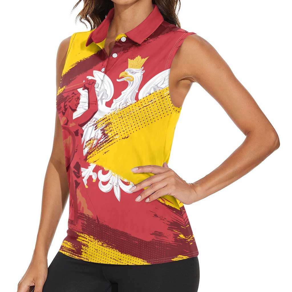 Mermaid of Warsaw Poland Women Sleeveless Polo Shirt Polish Capital City Grunge Style