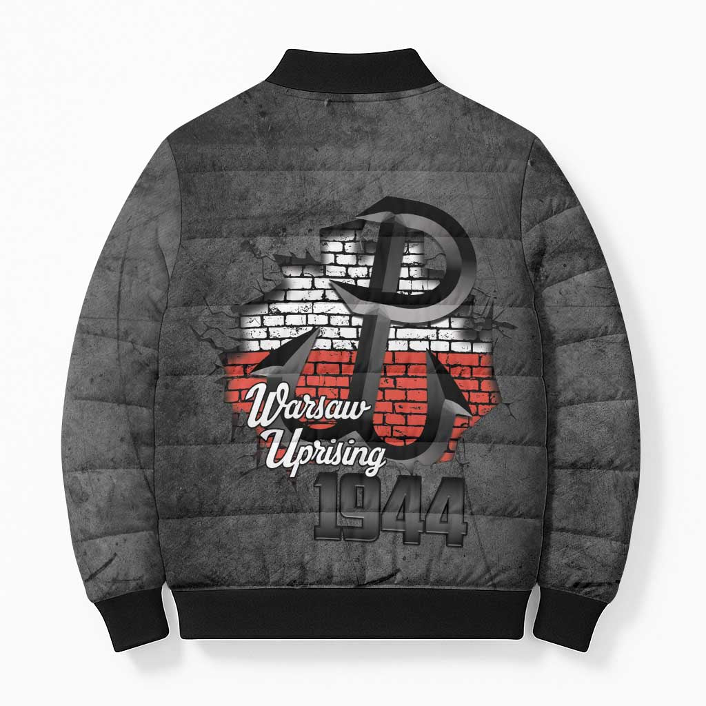 Warsaw Uprising 1944 Poland Bomber Puffer Jacket Polish Anchor Kotwica