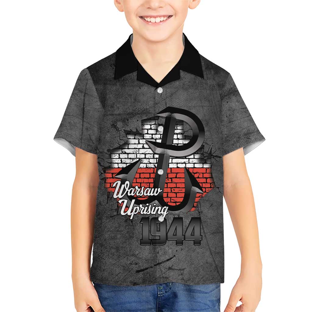 Warsaw Uprising 1944 Poland Kid Hawaiian Shirt Polish Anchor Kotwica