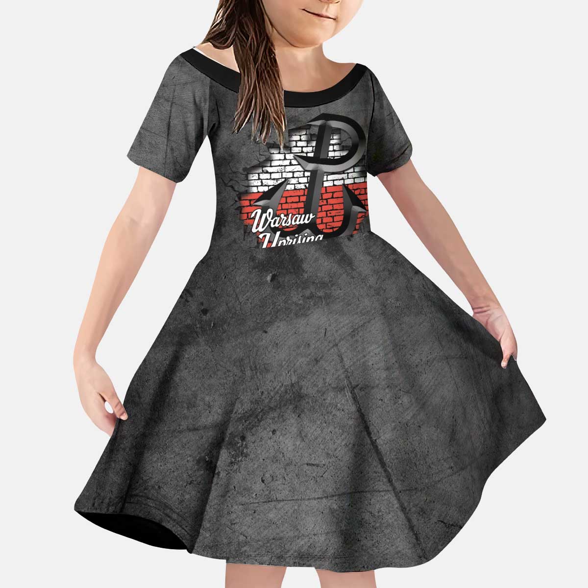 Warsaw Uprising 1944 Poland Kid Short Sleeve Dress Polish Anchor Kotwica