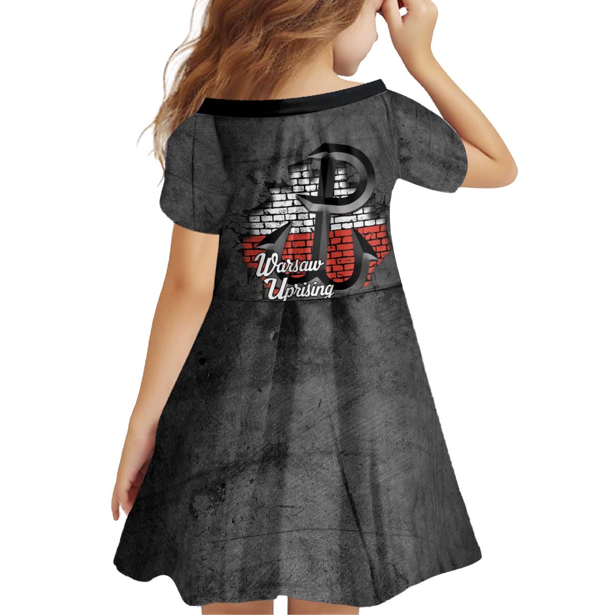 Warsaw Uprising 1944 Poland Kid Short Sleeve Dress Polish Anchor Kotwica