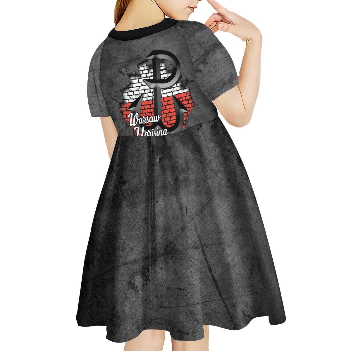 Warsaw Uprising 1944 Poland Kid Short Sleeve Dress Polish Anchor Kotwica