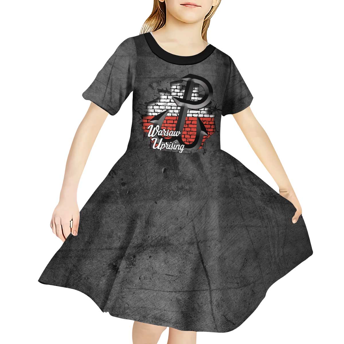 Warsaw Uprising 1944 Poland Kid Short Sleeve Dress Polish Anchor Kotwica