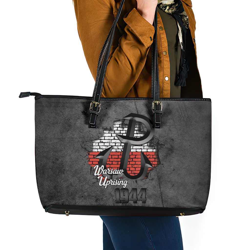 Warsaw Uprising 1944 Poland Leather Tote Bag Polish Anchor Kotwica