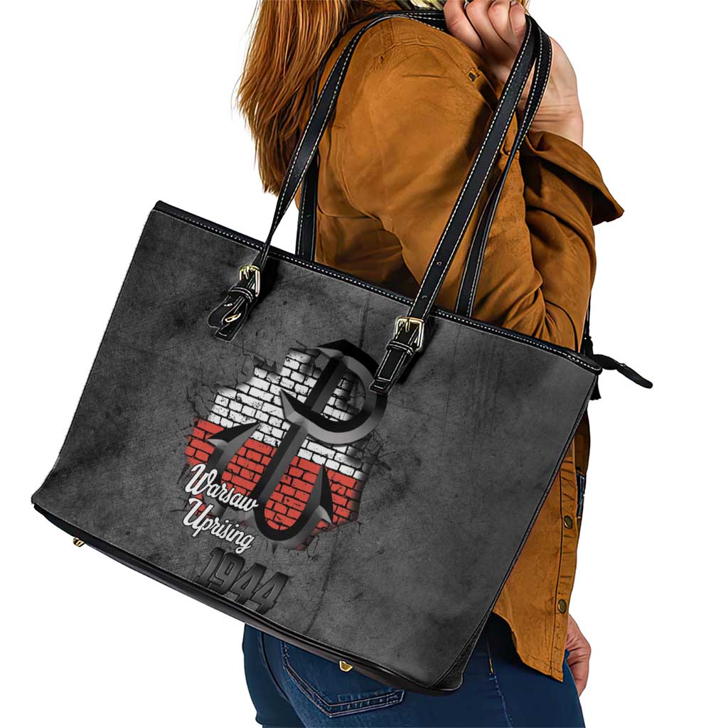 Warsaw Uprising 1944 Poland Leather Tote Bag Polish Anchor Kotwica