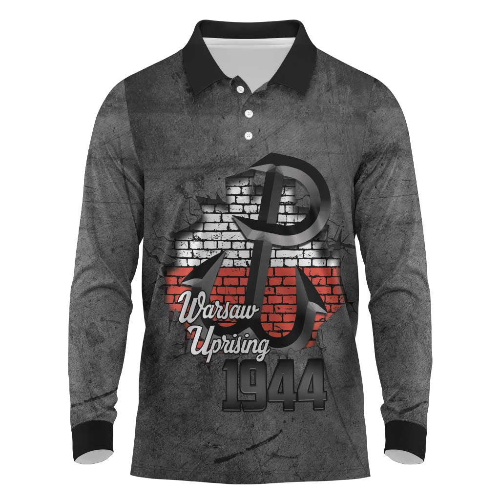 Warsaw Uprising 1944 Poland Long Sleeve Polo Shirt Polish Anchor Kotwica