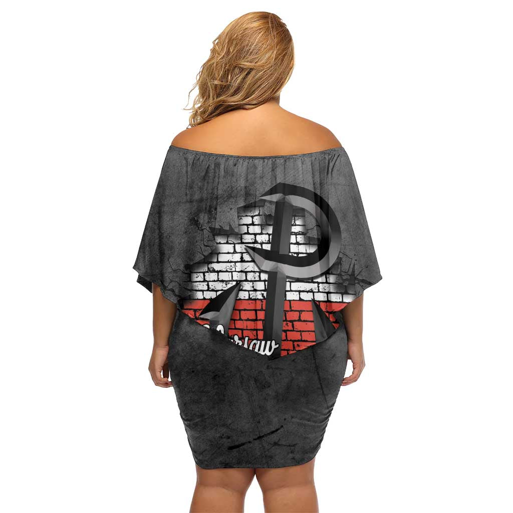 Warsaw Uprising 1944 Poland Off Shoulder Short Dress Polish Anchor Kotwica
