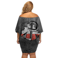 Warsaw Uprising 1944 Poland Off Shoulder Short Dress Polish Anchor Kotwica