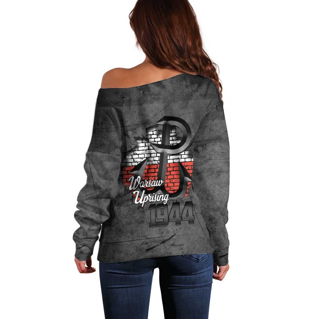 Warsaw Uprising 1944 Poland Off Shoulder Sweater Polish Anchor Kotwica