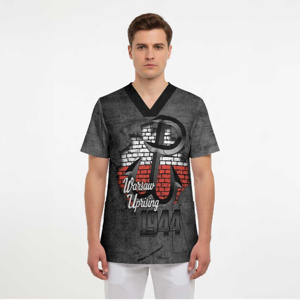 Warsaw Uprising 1944 Poland Scrub Top Polish Anchor Kotwica
