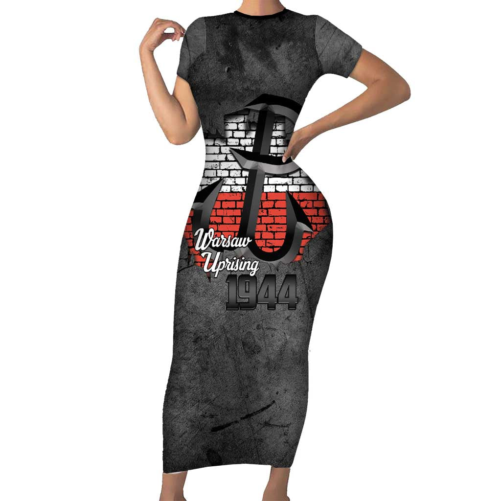Warsaw Uprising 1944 Poland Short Sleeve Bodycon Dress Polish Anchor Kotwica