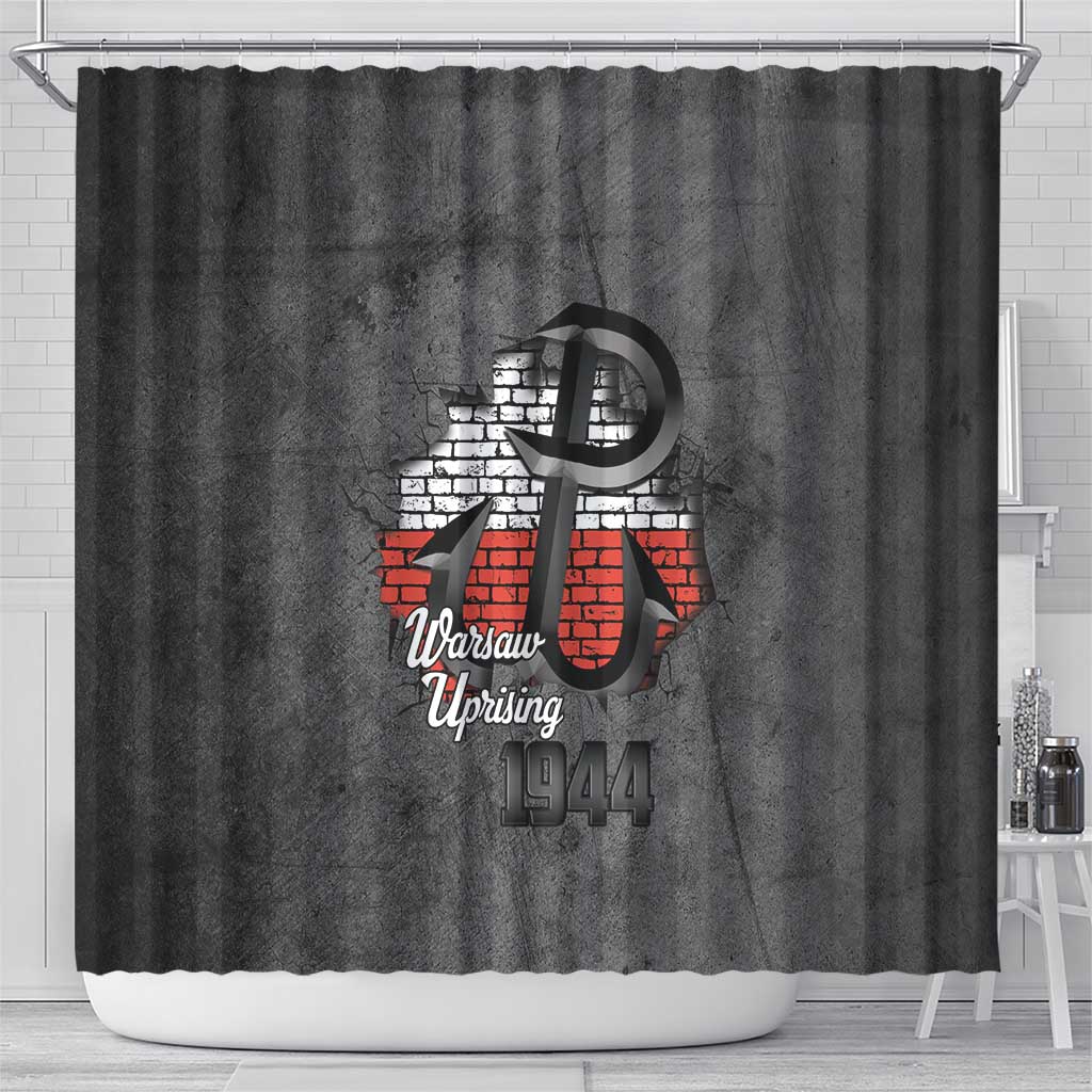 Warsaw Uprising 1944 Poland Shower Curtain Polish Anchor Kotwica