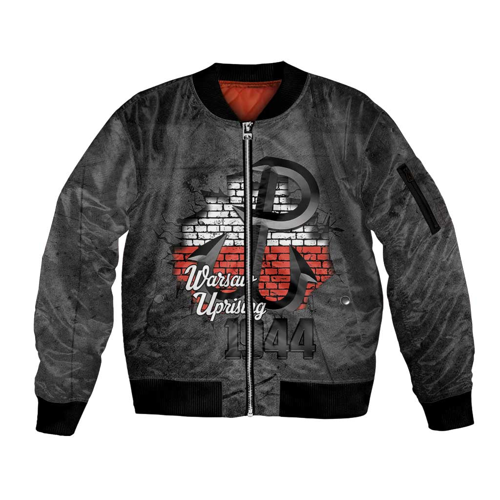 Warsaw Uprising 1944 Poland Sleeve Zip Bomber Jacket Polish Anchor Kotwica