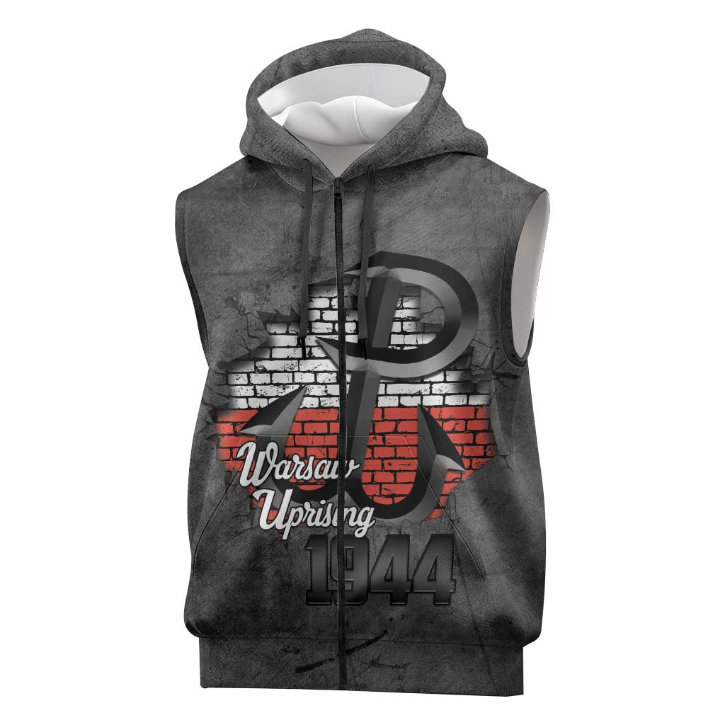 Warsaw Uprising 1944 Poland Sleeveless Zip Hoodie Polish Anchor Kotwica