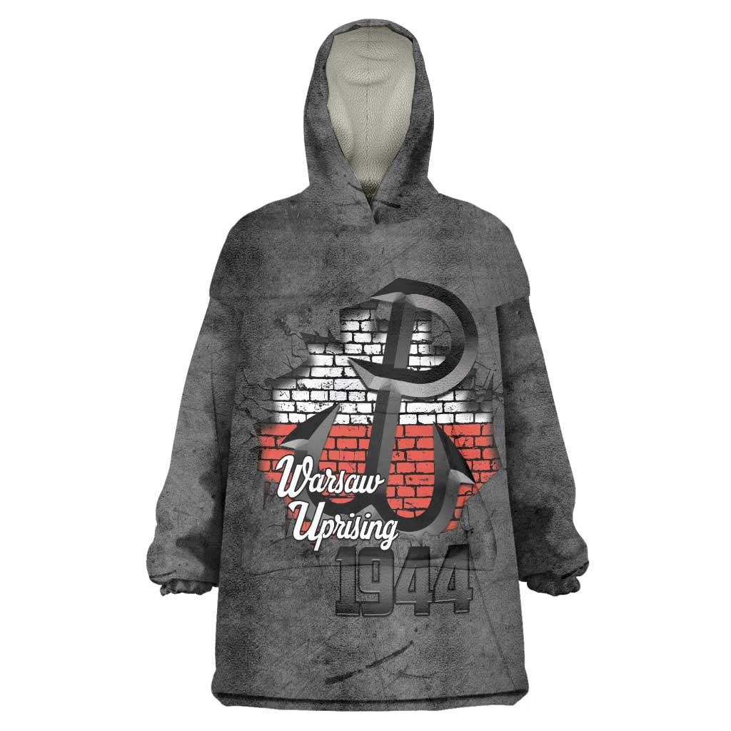 Warsaw Uprising 1944 Poland Wearable Blanket Hoodie Polish Anchor Kotwica
