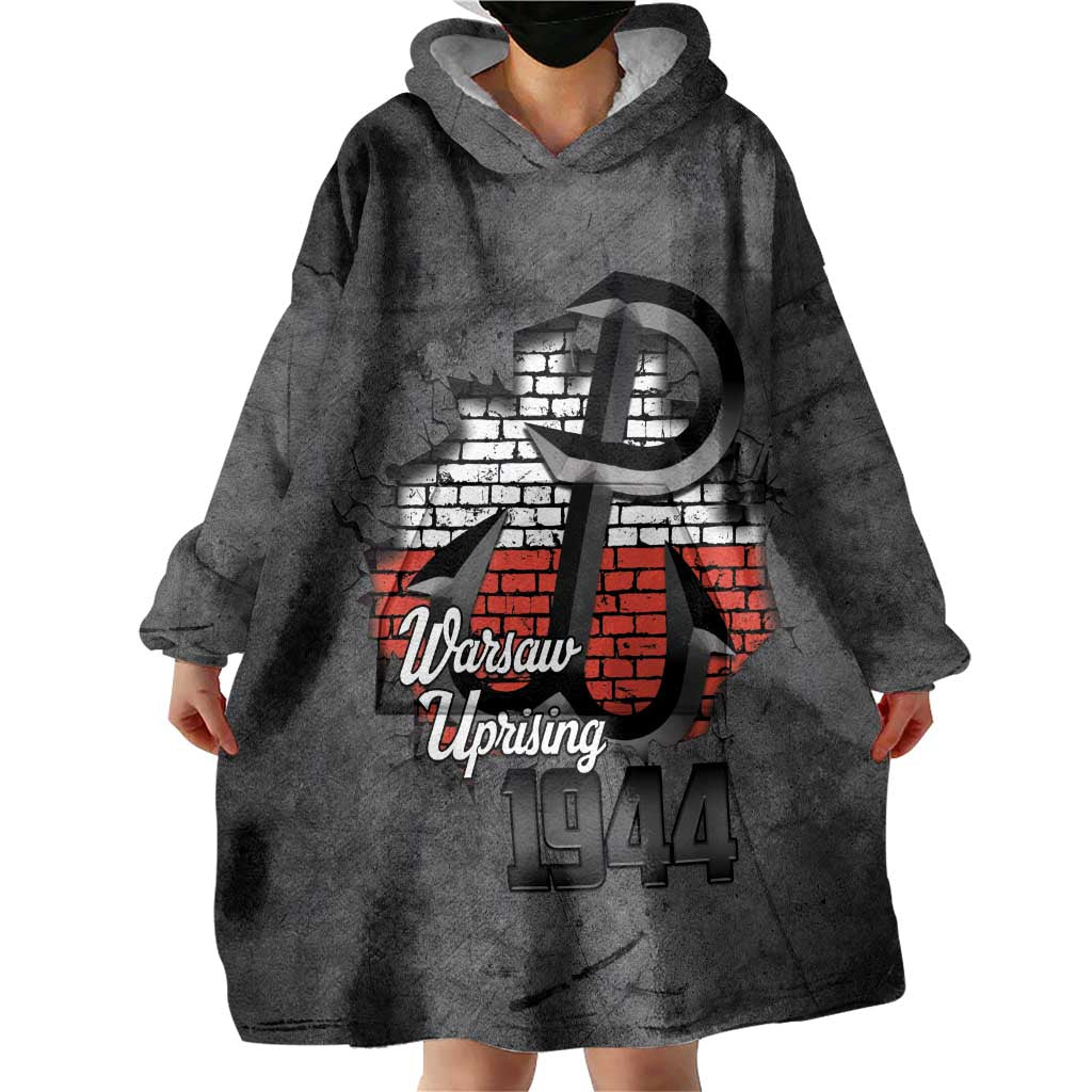 Warsaw Uprising 1944 Poland Wearable Blanket Hoodie Polish Anchor Kotwica