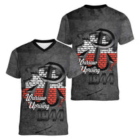 Warsaw Uprising 1944 Poland Women V-Neck T-Shirt Polish Anchor Kotwica