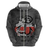 Warsaw Uprising 1944 Poland Zip Hoodie Polish Anchor Kotwica