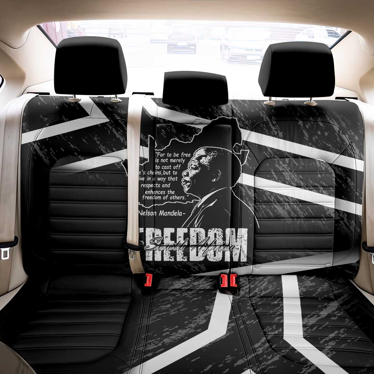South Africa Freedom Day Back Car Seat Cover Nelson Mandela With Map