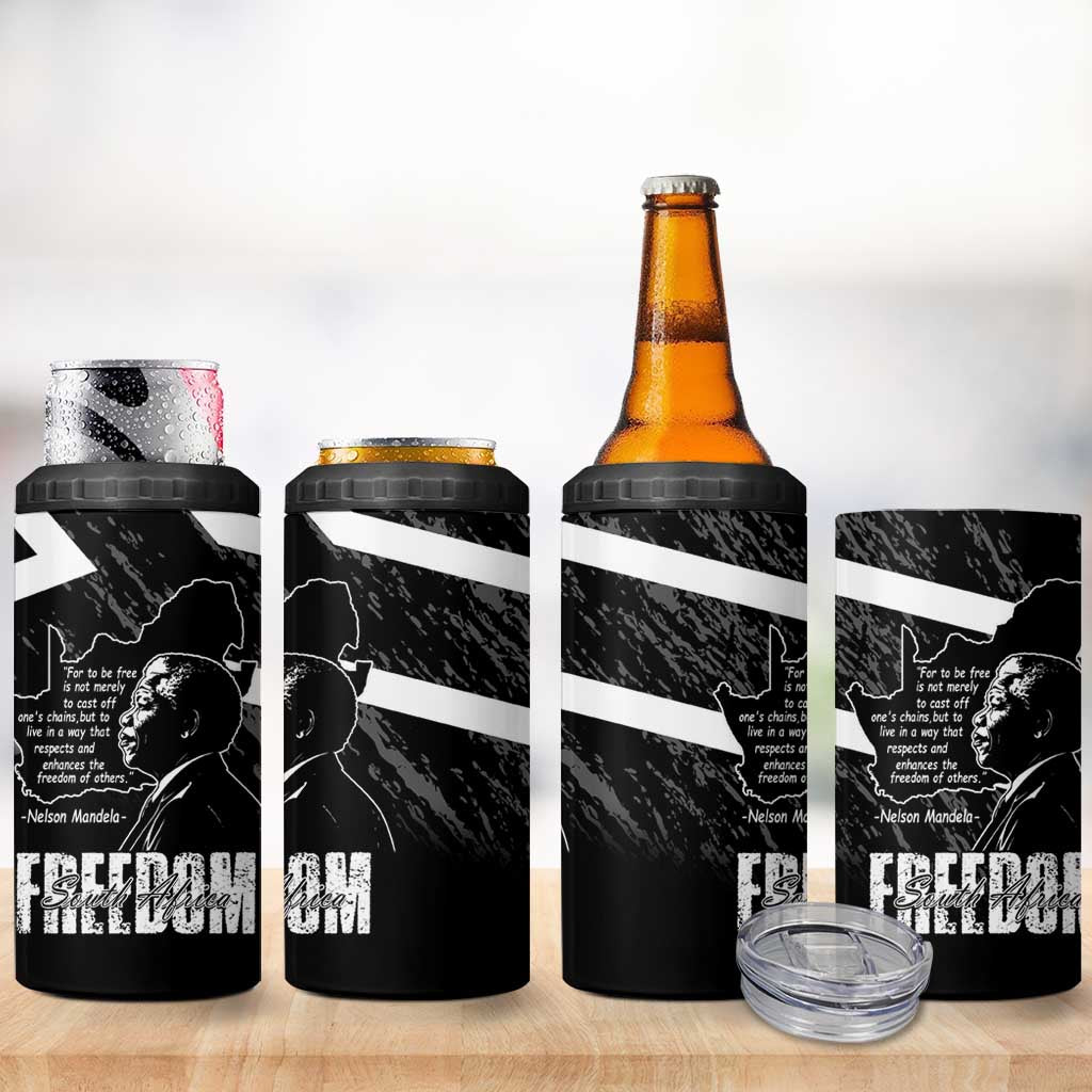 South Africa Freedom Day 4 in 1 Can Cooler Tumbler Nelson Mandela With Map