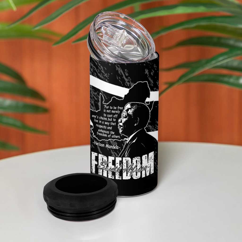 South Africa Freedom Day 4 in 1 Can Cooler Tumbler Nelson Mandela With Map