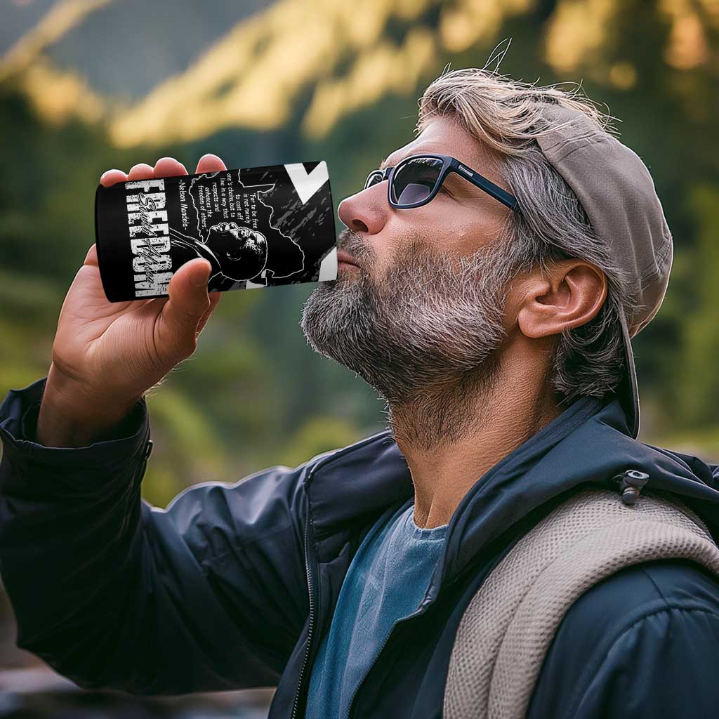 South Africa Freedom Day 4 in 1 Can Cooler Tumbler Nelson Mandela With Map