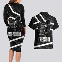 South Africa Freedom Day Couples Matching Long Sleeve Bodycon Dress and Hawaiian Shirt Nelson Mandela With Map