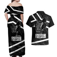 South Africa Freedom Day Couples Matching Off Shoulder Maxi Dress and Hawaiian Shirt Nelson Mandela With Map