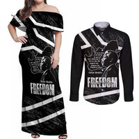 South Africa Freedom Day Couples Matching Off Shoulder Maxi Dress and Long Sleeve Button Shirt Nelson Mandela With Map