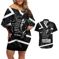 South Africa Freedom Day Couples Matching Off Shoulder Short Dress and Hawaiian Shirt Nelson Mandela With Map