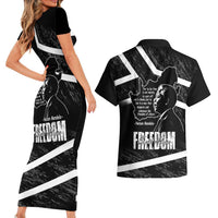 South Africa Freedom Day Couples Matching Short Sleeve Bodycon Dress and Hawaiian Shirt Nelson Mandela With Map