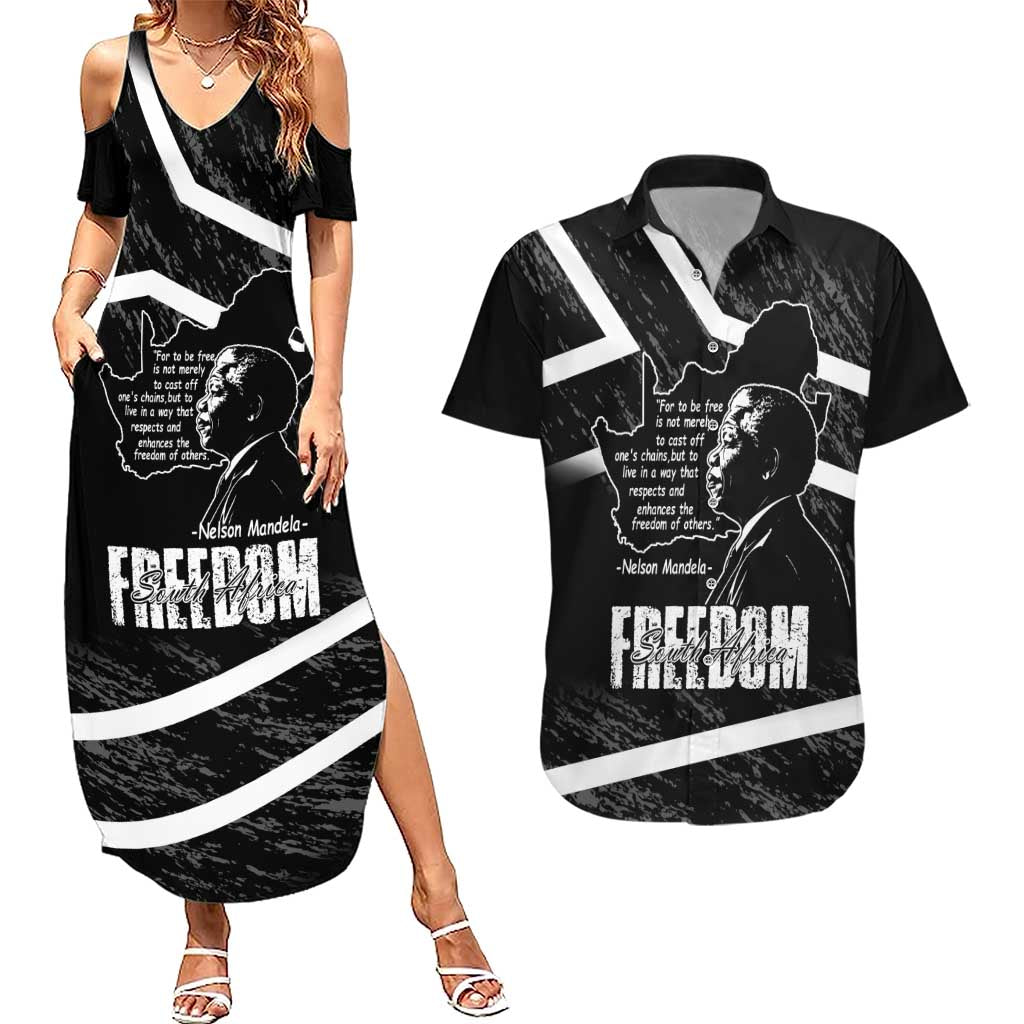 South Africa Freedom Day Couples Matching Summer Maxi Dress and Hawaiian Shirt Nelson Mandela With Map