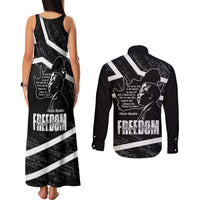 South Africa Freedom Day Couples Matching Tank Maxi Dress and Long Sleeve Button Shirt Nelson Mandela With Map
